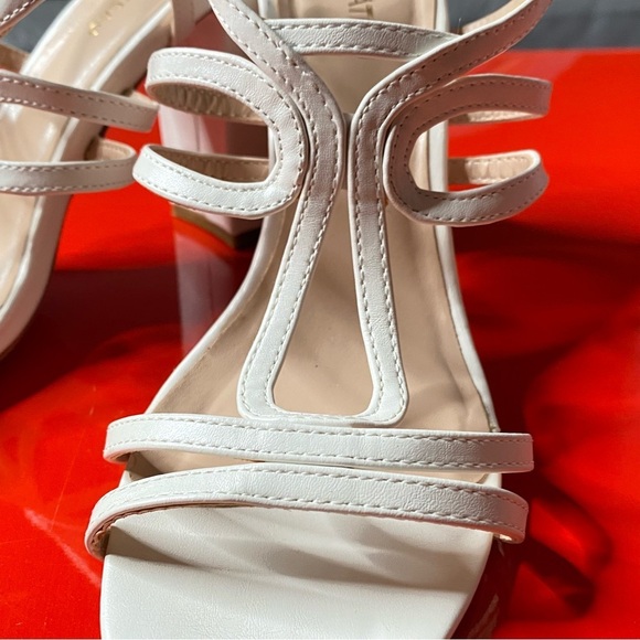 Le Château White Strappy Sandals EU38 Summer Wedding Prom 4in Heels - Picture 12 of 13